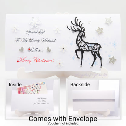 Handmade Personalised 3D Gift Wallet with a Christmas Deer + Complimentary Envelope | Gift Wallet