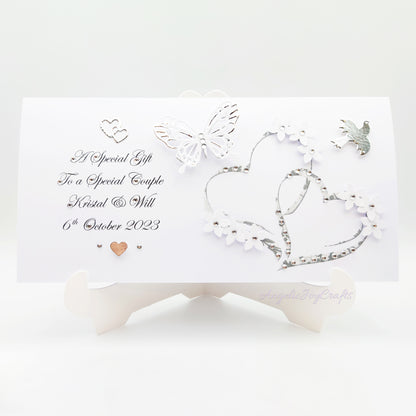 Handmade Personalised 3D Gift Wallet with a Hearts & Butterfly + Complimentary Envelope | Gift Wallet