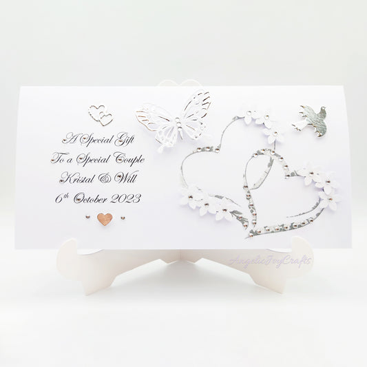 Handmade Personalised 3D Gift Wallet with a Hearts & Butterfly + Complimentary Envelope | Gift Wallet