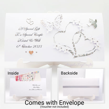 Handmade Personalised 3D Gift Wallet with a Hearts & Butterfly + Complimentary Envelope | Gift Wallet