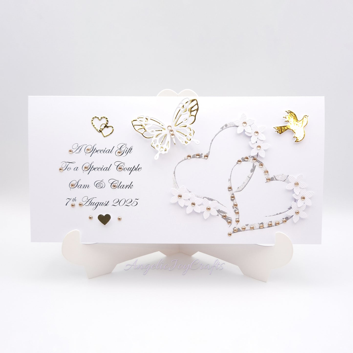 Handmade Personalised 3D Gift Wallet with a Hearts & Butterfly + Complimentary Envelope | Gift Wallet