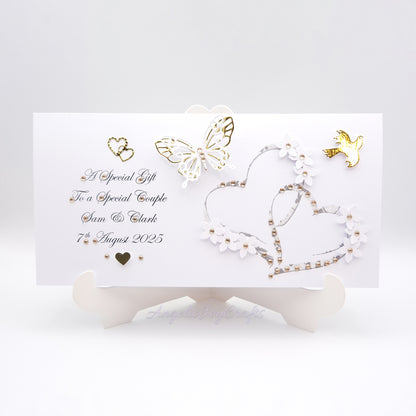 Handmade Personalised 3D Gift Wallet with a Hearts & Butterfly + Complimentary Envelope | Gift Wallet