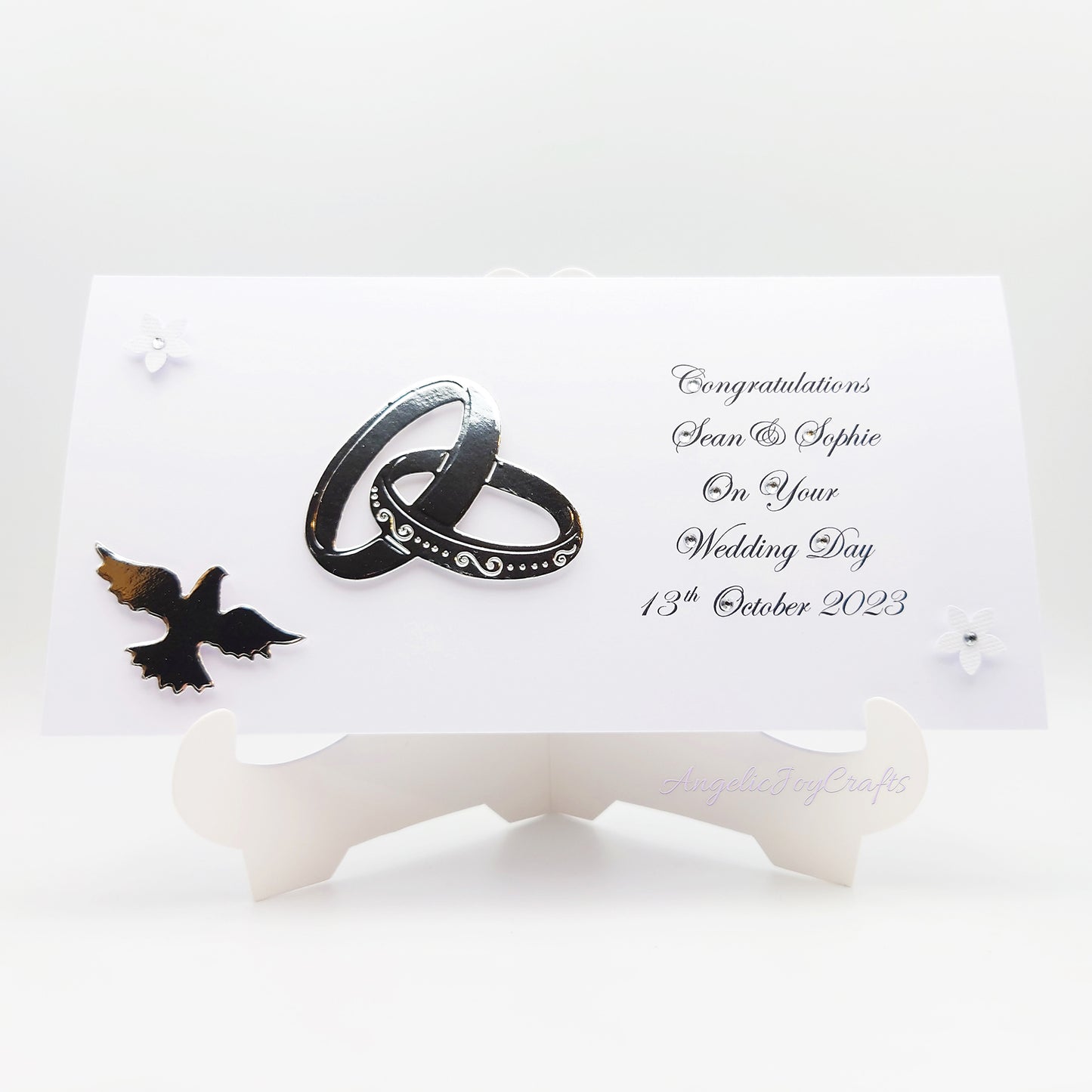 Handmade Personalised 3D Gift Wallet with a Rings & Dove + Complimentary Envelope | Gift Wallet