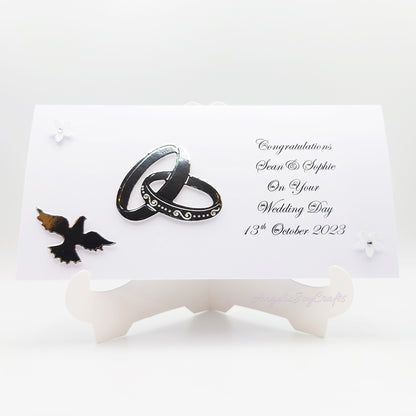 Handmade Personalised 3D Gift Wallet with a Rings & Dove + Complimentary Envelope | Gift Wallet