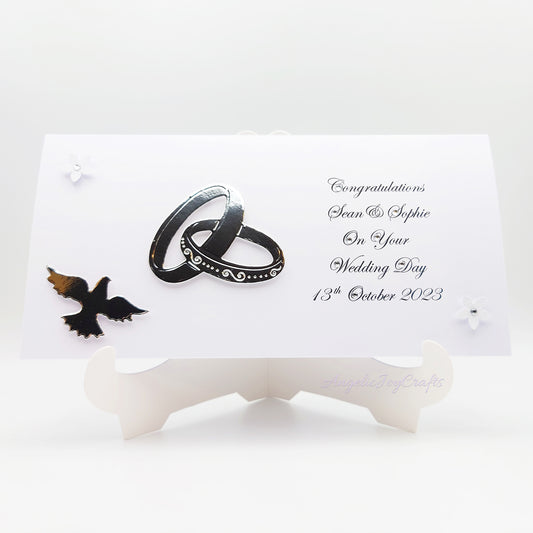Handmade Personalised 3D Gift Wallet with a Rings & Dove + Complimentary Envelope | Gift Wallet