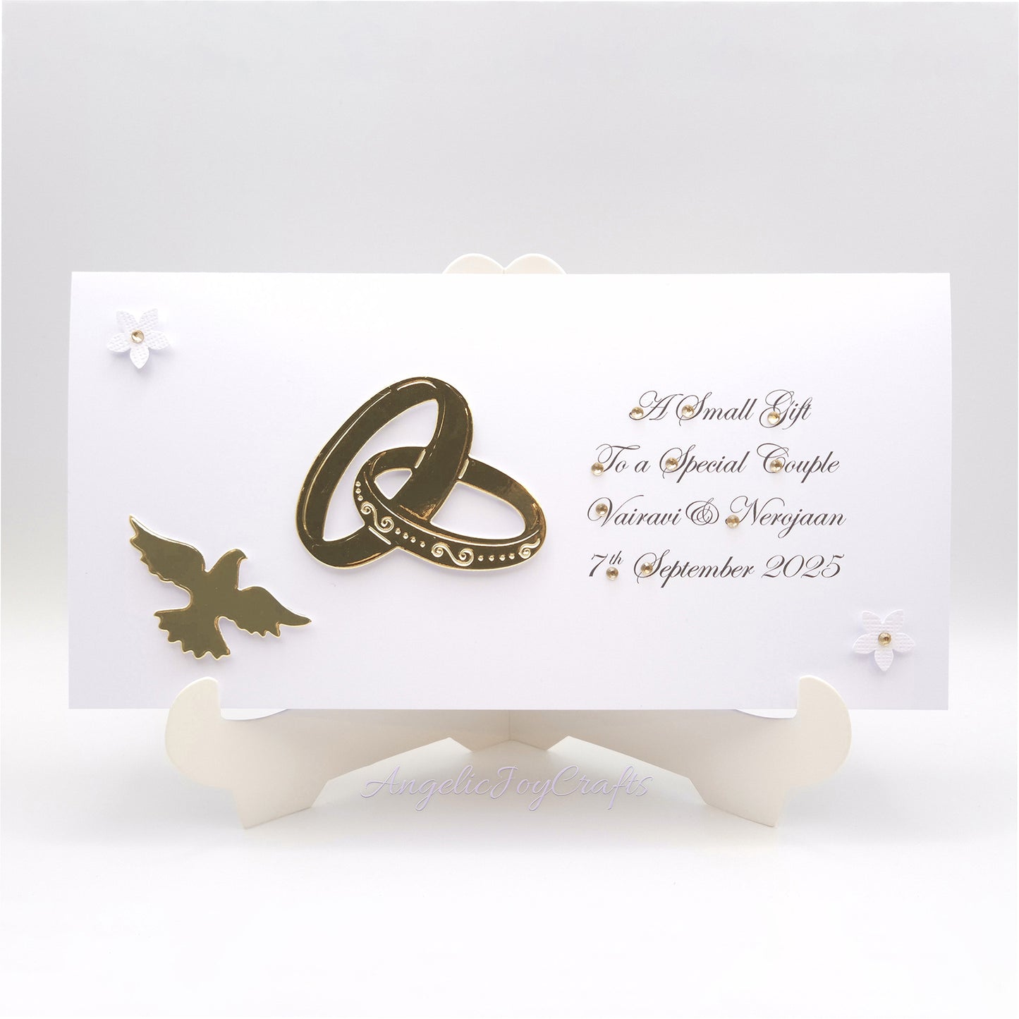 Handmade Personalised 3D Gift Wallet with a Rings & Dove + Complimentary Envelope | Gift Wallet