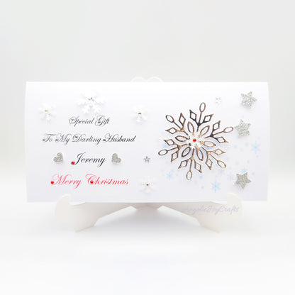 Handmade Personalised 3D Gift Wallet with a Christmas Snowflake + Complimentary Envelope | Gift Wallet