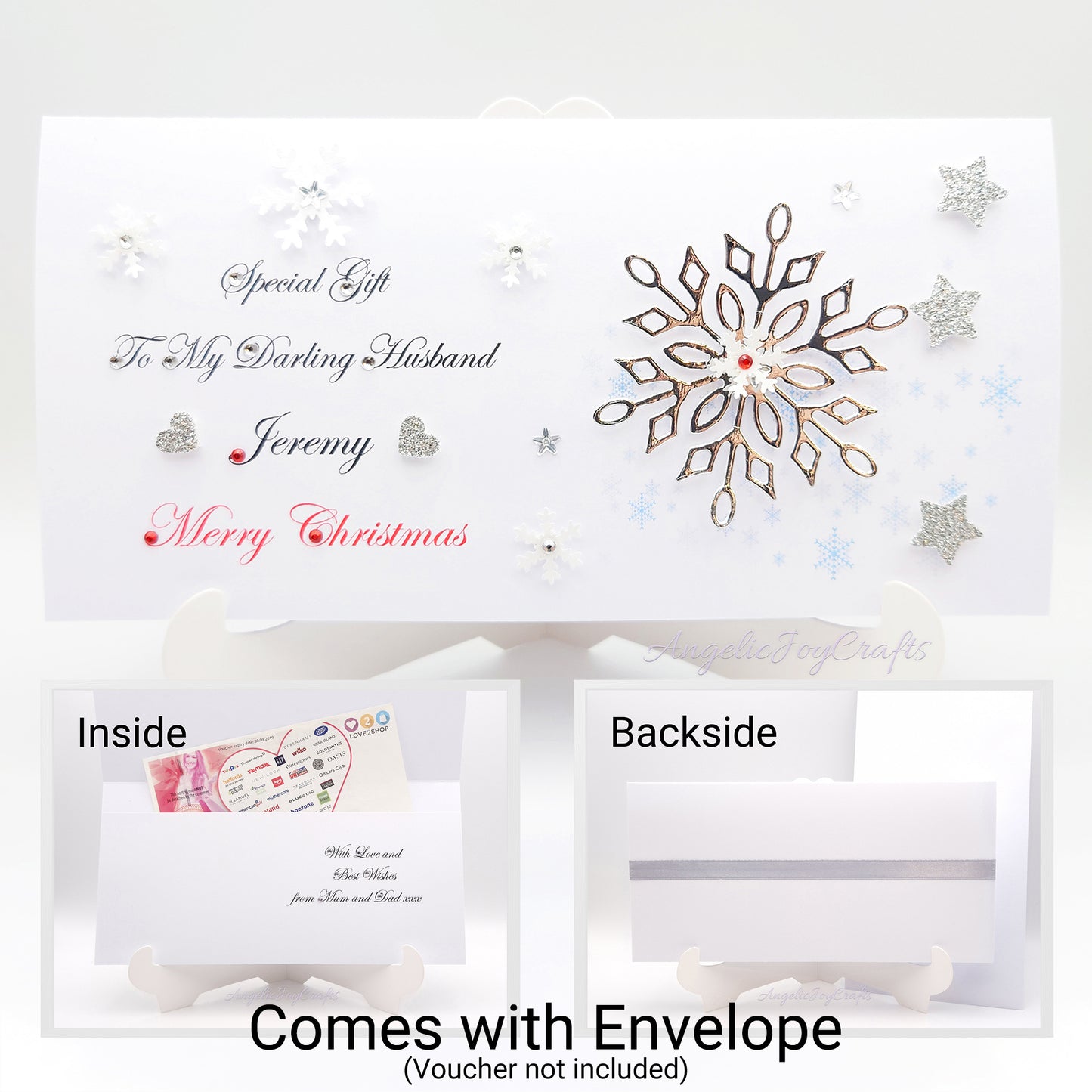 Handmade Personalised 3D Gift Wallet with a Christmas Snowflake + Complimentary Envelope | Gift Wallet