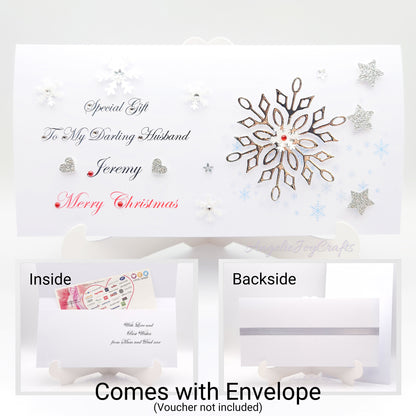 Handmade Personalised 3D Gift Wallet with a Christmas Snowflake + Complimentary Envelope | Gift Wallet