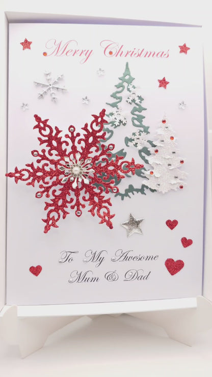 Handmade Personalised 3D Christmas Card with Spinnable Snowflake + Complimentary Gift Box | Christmas | Noel | New Year
